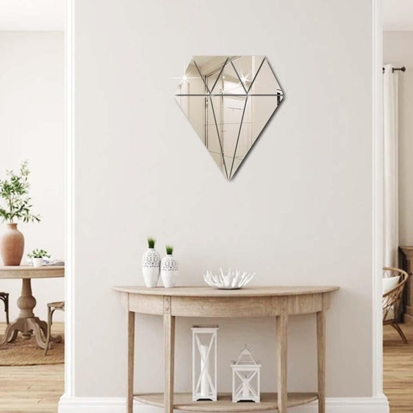Premium Acrylic Diamond Mirror Wall Stickers – Decorative Home Design