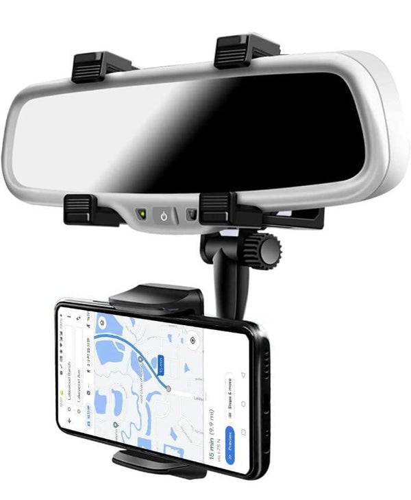 Rearview Mirror Phone Holder for Car | 360° Rotation | Anti-Shake Design